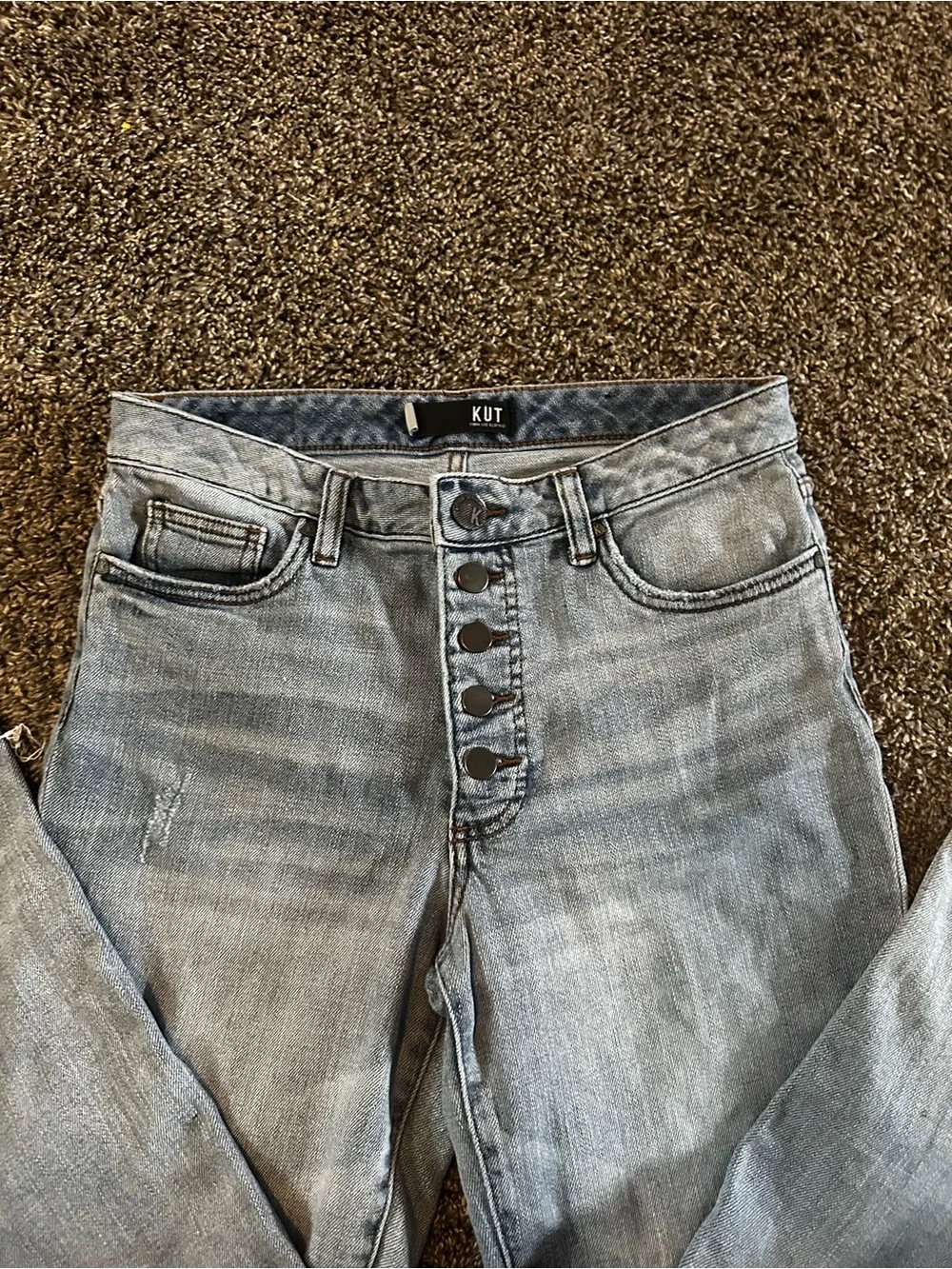 Kut from the Kloth Light Blue Straight Leg Distressed Jeans